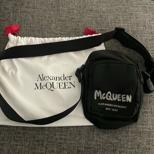 Alexander McQueen Graffiti Logo Zipped Mini Messenger Bag